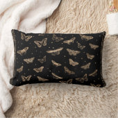 Coussin Rectangle Noir et or de motif de papillon (Couverture)