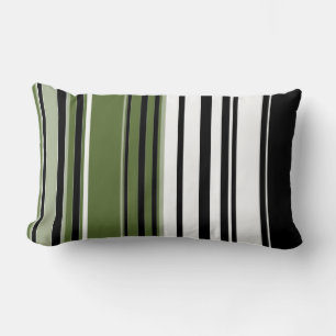 Coussin Rectangle Noir, Olivier, Blanc Retro Stripes Art Design