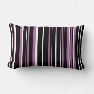 Coussin Rectangle Noir, Orchidée Radiante et Rayure de Code-Barres B