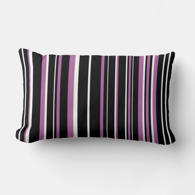 Coussin Rectangle Noir, Orchidée Radiante et Rayure de Code-Barres B (Recto)