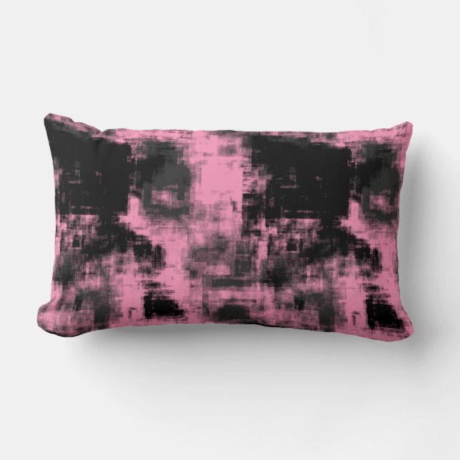Coussin Rectangle Noir rose et gris (Recto)