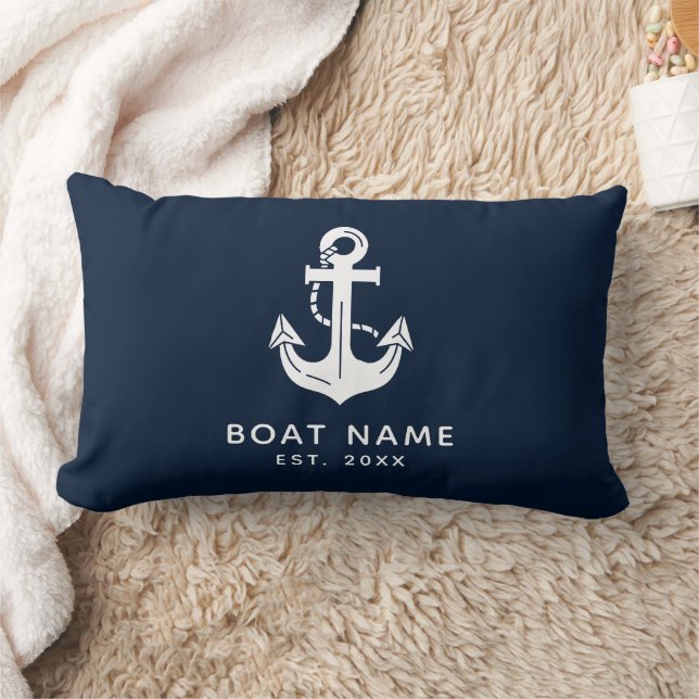 Coussin Rectangle Nom de bateau Ancre nautique (Couverture)