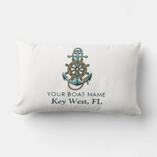 Coussin Rectangle Nom de bateau nautique Ancre