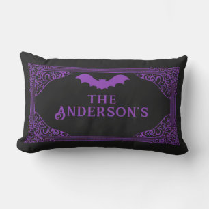 Coussin Rectangle Nom de chauve-souris violet noir Vampire Nom gothi
