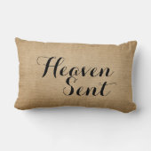 Coussin Rectangle Nom de date de naissance de bébé de toile de jute (Verso)