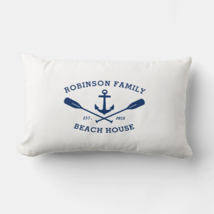 Coussin Rectangle Nom de famille Beach House Bateau Ancre Voitures t