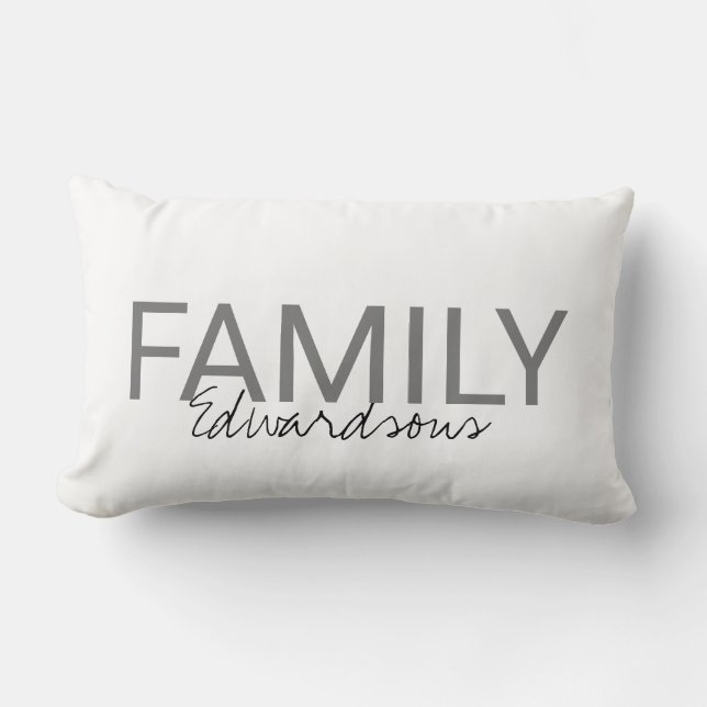 Coussin Rectangle Nom de famille blanc frais moderne de monogramme (Recto)