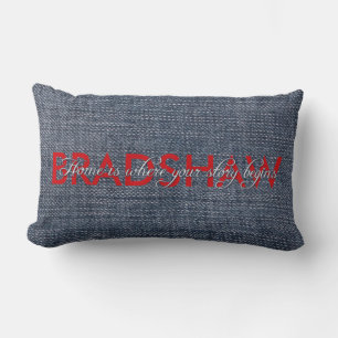 Coussin Rectangle Nom de famille Blue Jean