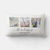 Coussin Rectangle Nom de famille calligraphié Collage photo personna (Verso)