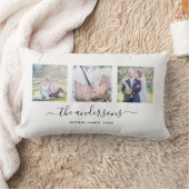 Coussin Rectangle Nom de famille calligraphié Collage photo personna (Couverture)