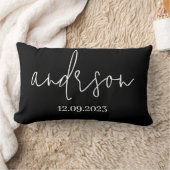 Coussin Rectangle Nom de famille couleur noir uni personnalisé (Couverture)