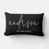 Coussin Rectangle Nom de famille couleur noir uni personnalisé (Recto)