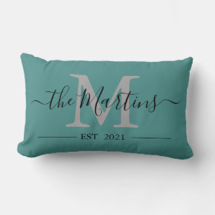 Coussin Rectangle Nom de famille personnalisable Élégante calligraph