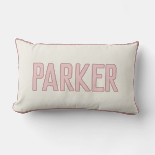 Coussin Rectangle Nom d'enfant personnalisé avec Faux Trim Rose (Recto)