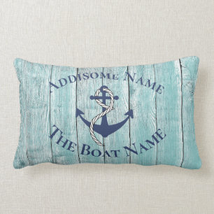 Coussin Rectangle Nom du bateau de famille nautique Marine Ancre Jet
