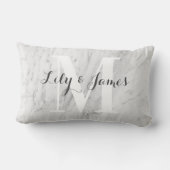 Coussin Rectangle Nom du monogramme Marbre gris blanc Mariage Keepsa (Verso)