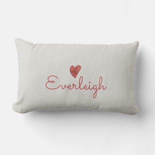 Coussin Rectangle Nom du script rouge mignon Coeur (Recto)