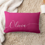 Coussin Rectangle Nom en calligraphie blanche avec reflets roses (Couverture)