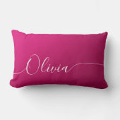 Coussin Rectangle Nom en calligraphie blanche avec reflets roses (Recto)