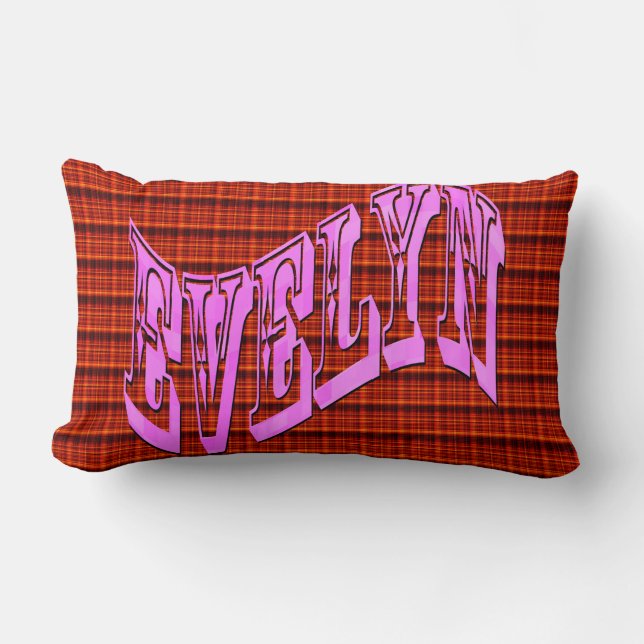 Coussin Rectangle Nom Evelyn Sur Red Tartan Imprimer (Recto)