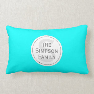 Coussin Rectangle Nom fait sur commande Monogrammed.Cyan bleu-clair