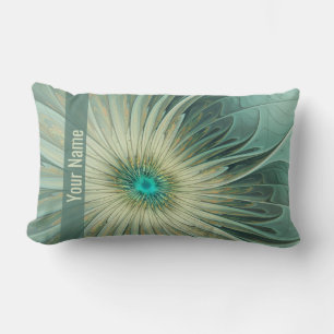 Coussin Rectangle Nom fractal de la fleur d'Imaginaire verte Abstrai