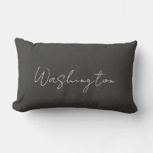 Coussin Rectangle Nom gris fumée Script Texte minimaliste
