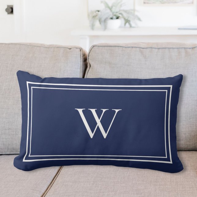 Coussin Rectangle Nom initial monogramme classique personnalisé (Créateur téléchargé)