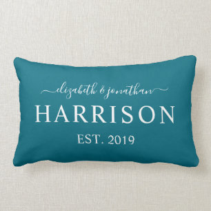 Coussin Rectangle Nom moderne et Teal foncé établi par année