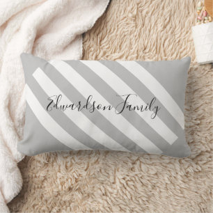 Coussin Rectangle Nom monogramme de la famille des rayures blanches