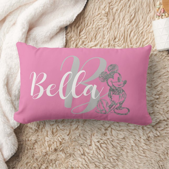 Coussin Rectangle Nom noir rose personnalisé (Couverture)