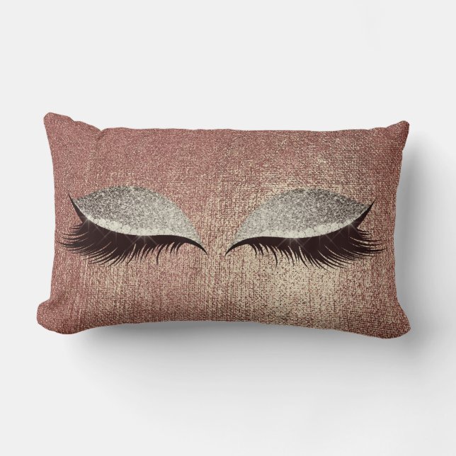 Coussin Rectangle Nom Parties scintillant métallique Rose Gold Eyes  (Recto)