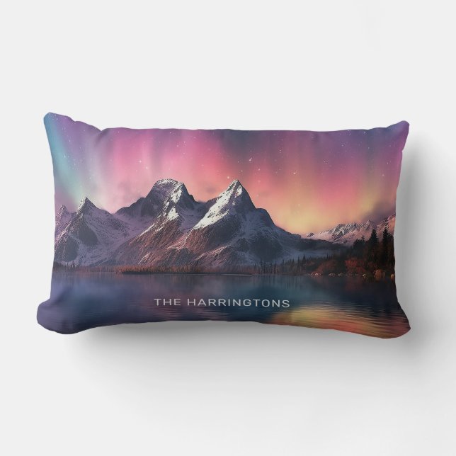 Coussin Rectangle Nom personnalisé Aurora Borealis (Recto)