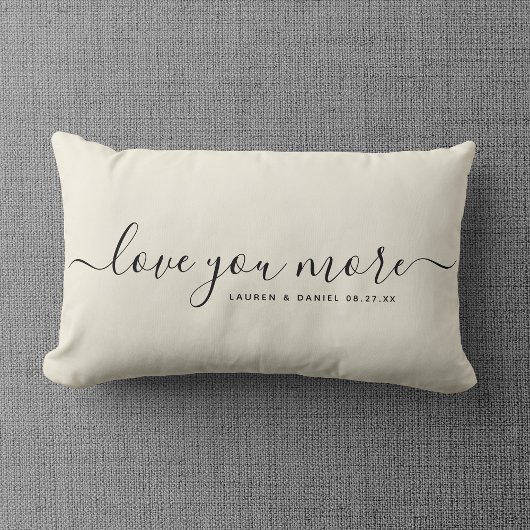 Coussin Rectangle Nom personnalisé Je t'aime plus Saint-Valentin Nou