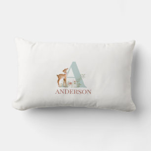 Coussin Rectangle Nom personnalisé Lettre initiale A bébé