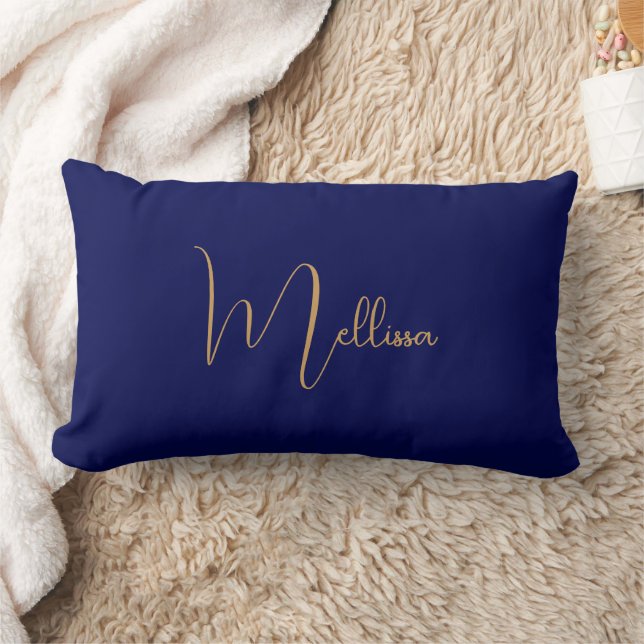 Coussin Rectangle Nom personnalisé minimaliste bleu  (Couverture)