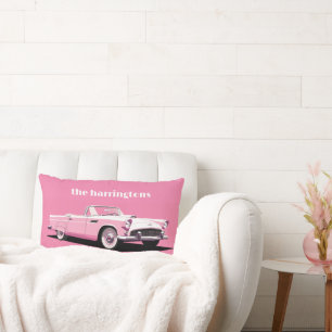Coussin Rectangle Nom personnalisé Pink Classic Car