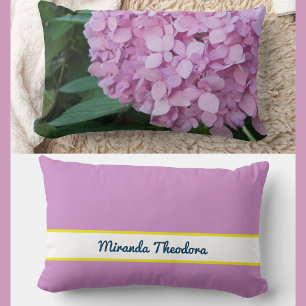 Coussin Rectangle Nom personnalisé Pink Mauve Hydrangea