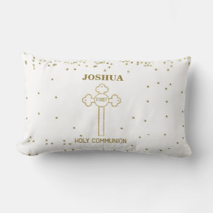Coussin Rectangle Nom personnalisé Première Sainte Communion Croix d