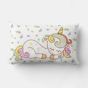 Coussin Rectangle Nom personnalisé Rainbow Unicorn Reversable Rosebu