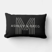 Coussin Rectangle Nom rétro moderne modifiable monogramme noir et gr (Recto)