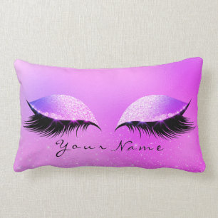 Coussin Rectangle Nom rose vif Princesse Beauté Lashes Maquillage