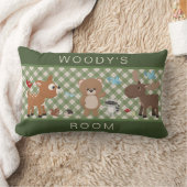 Coussin Rectangle Nom vert de plaid de région boisée d'animaux (Couverture)