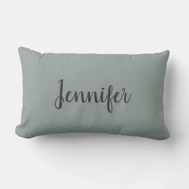 Coussin Rectangle Nom vert gris rustique moderne de monogramme de (Recto)