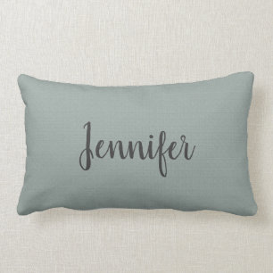 Coussin Rectangle Nom vert gris rustique moderne de monogramme de