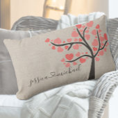 Coussin Rectangle Noms de couple d'arbre d'amour romantique rustique