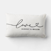 Coussin Rectangle Noms de couple de script de cœur d'amour blanc cla (Verso)