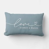 Coussin Rectangle Noms de couple Elegant Dusty Blue Love Heart (Recto)