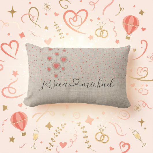 Coussin Rectangle Noms de couple romantiques rustiques & Cadeau de m