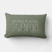 Coussin Rectangle Noms de couple vert olive / Nouvellement mariés (Recto)